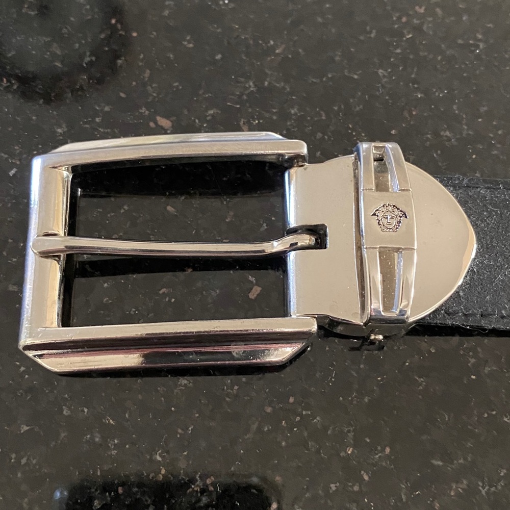 Versace black leather belt